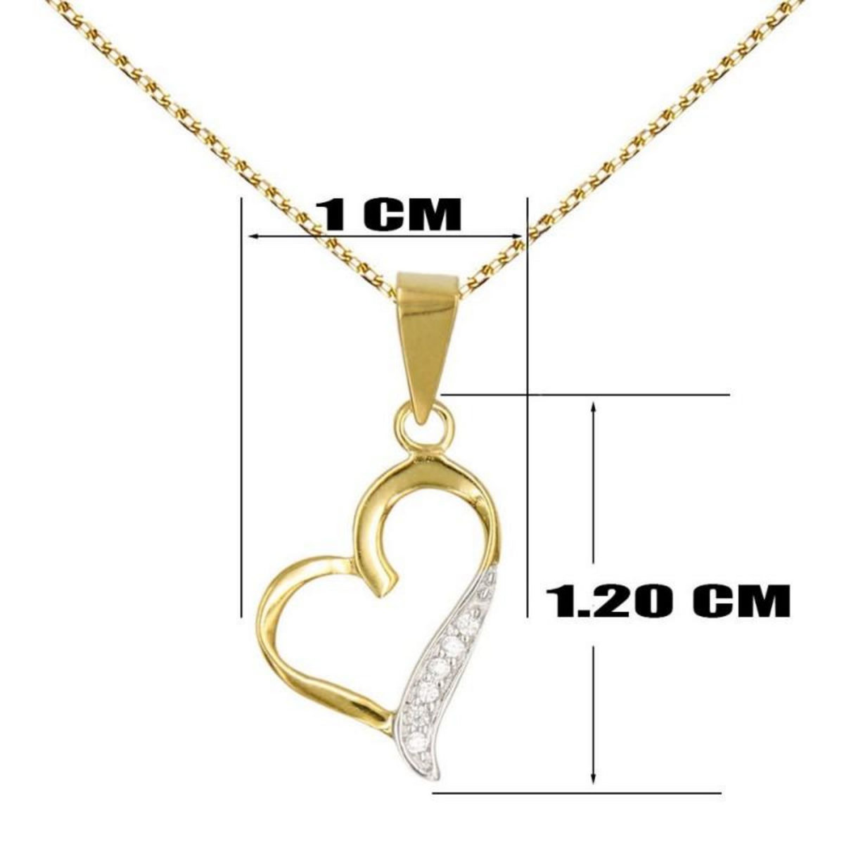 L'ATELIER D'AZUR Collier - Pendentif Or Jaune Coeur Serti de Zirconiums - Chaine Dorée