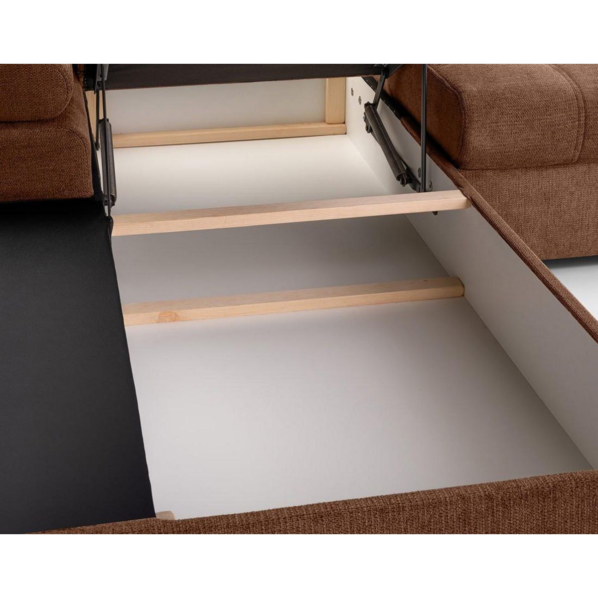 BEST MOBILIER Bianca - canapé d'angle gauche 4 places convertible avec coffre en tissu texturé