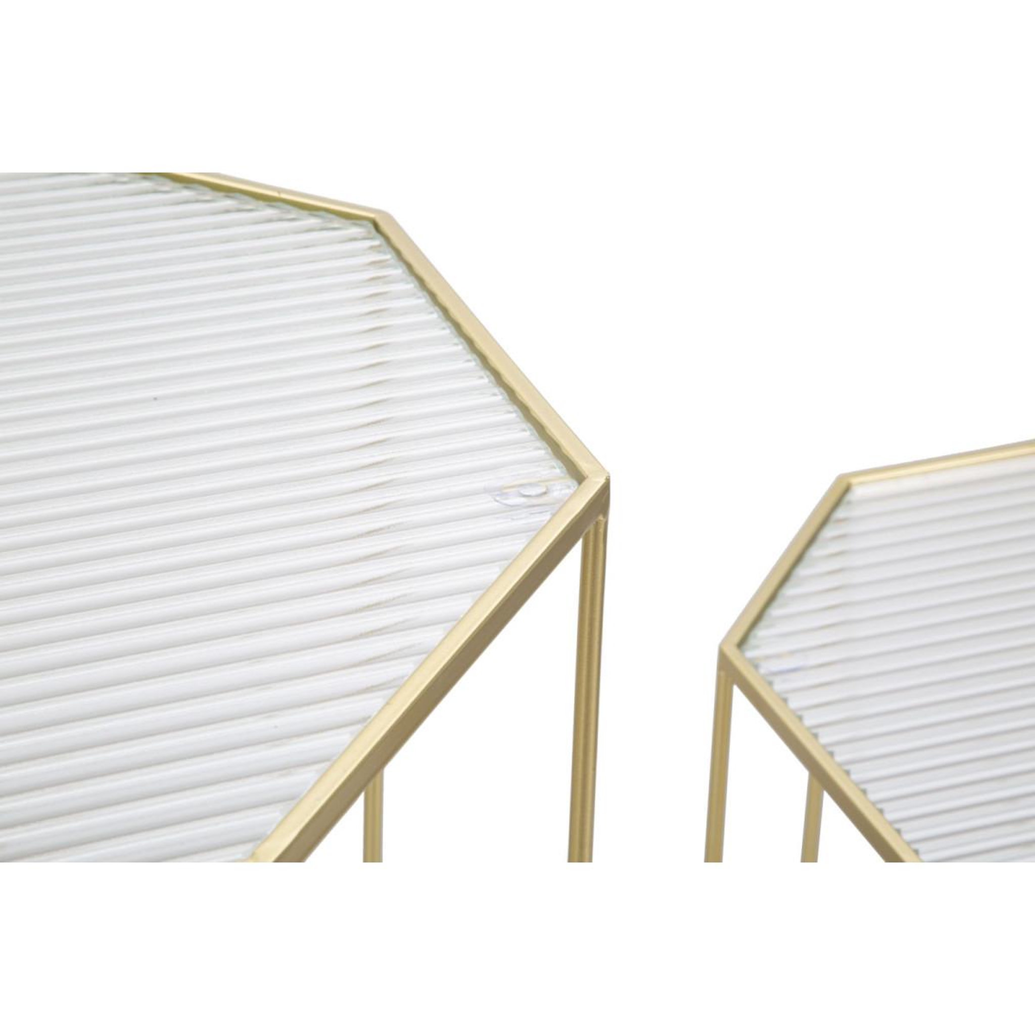 Voir la diapositive 3 : Paris Prix Lot de 2 tables d'appoint octogonale  glassy  100cm or