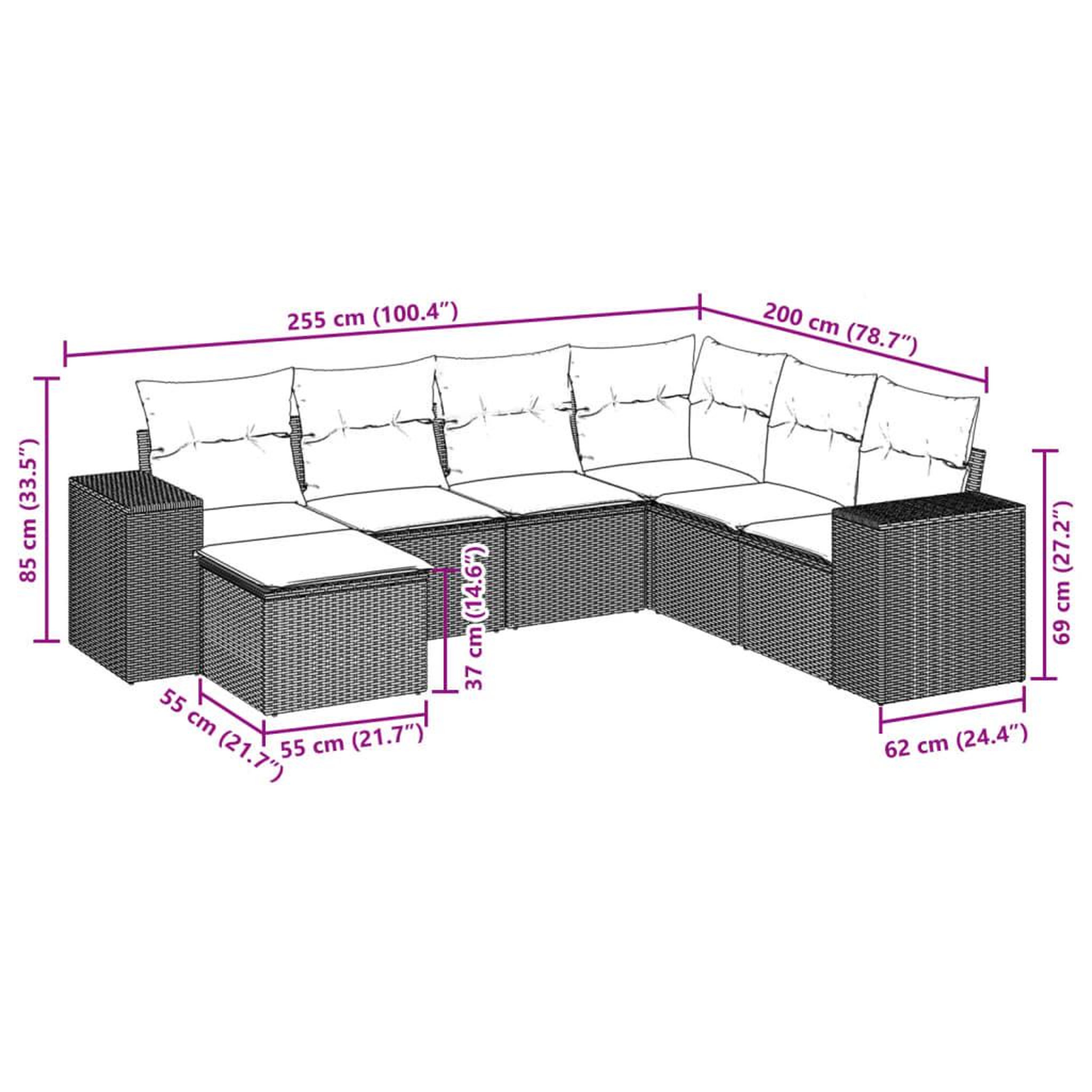 Voir la diapositive 6 : VIDAXL Salon de jardin avec coussins 7 pcs marron resine tressee