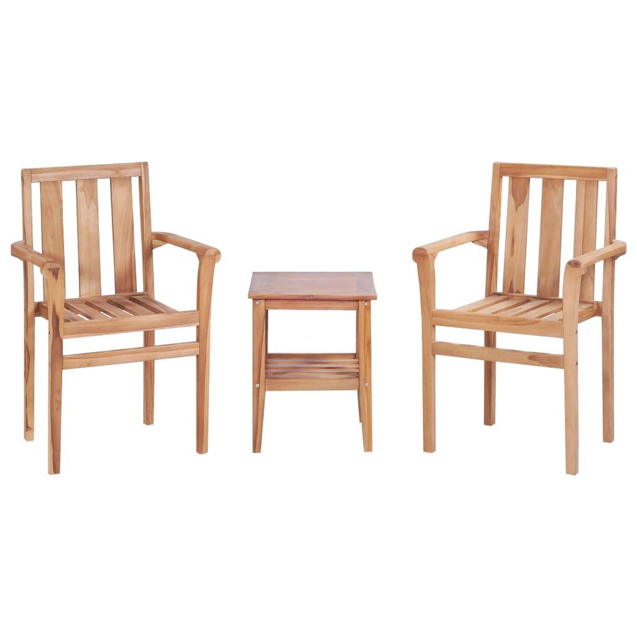 Voir la diapositive 2 : VIDAXL Ensemble de bistro de jardin 3 pcs teck solide