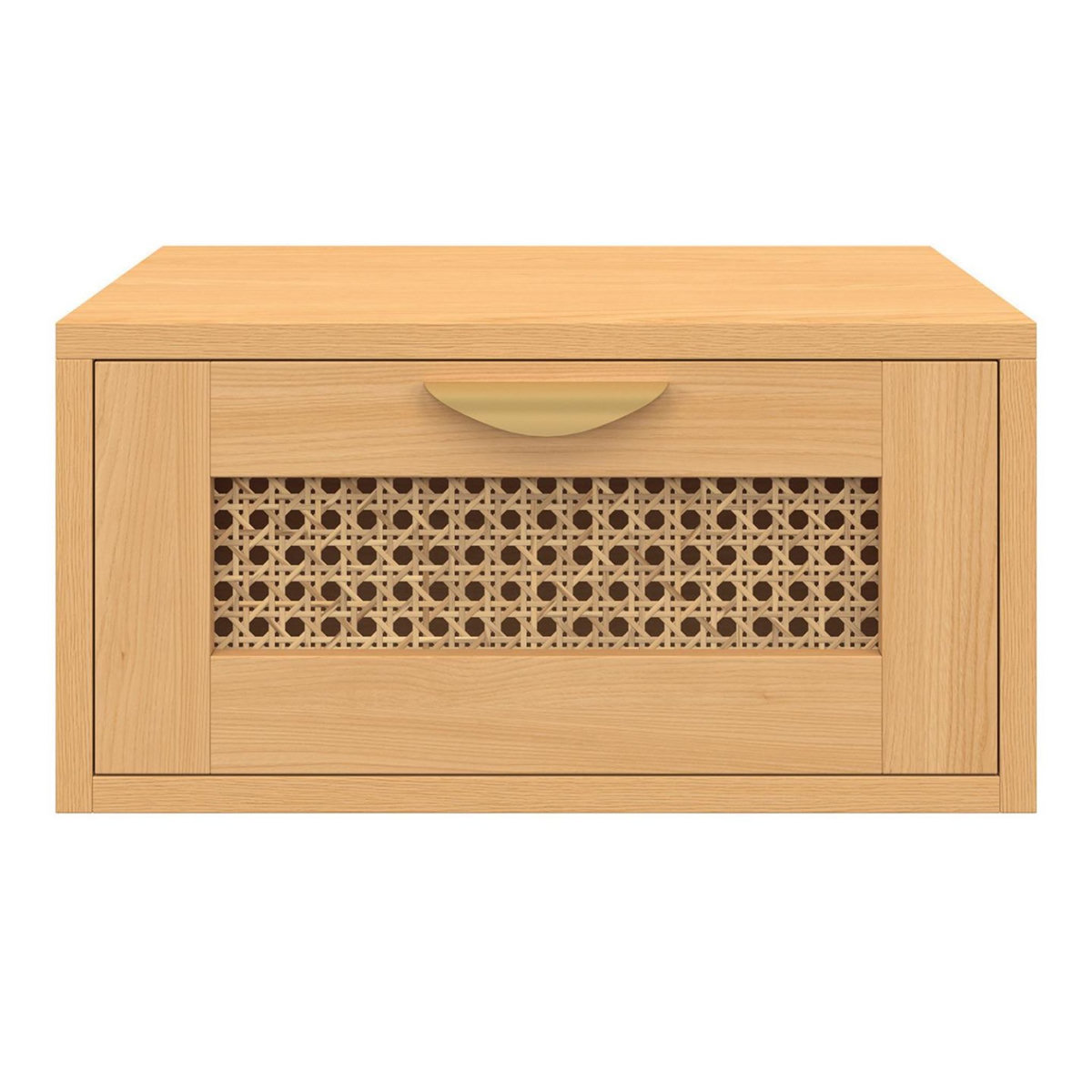 ID MARKET Lot de 2 tables de chevet murales EDHEN 1 tiroir étagère suspendue cannage et bois