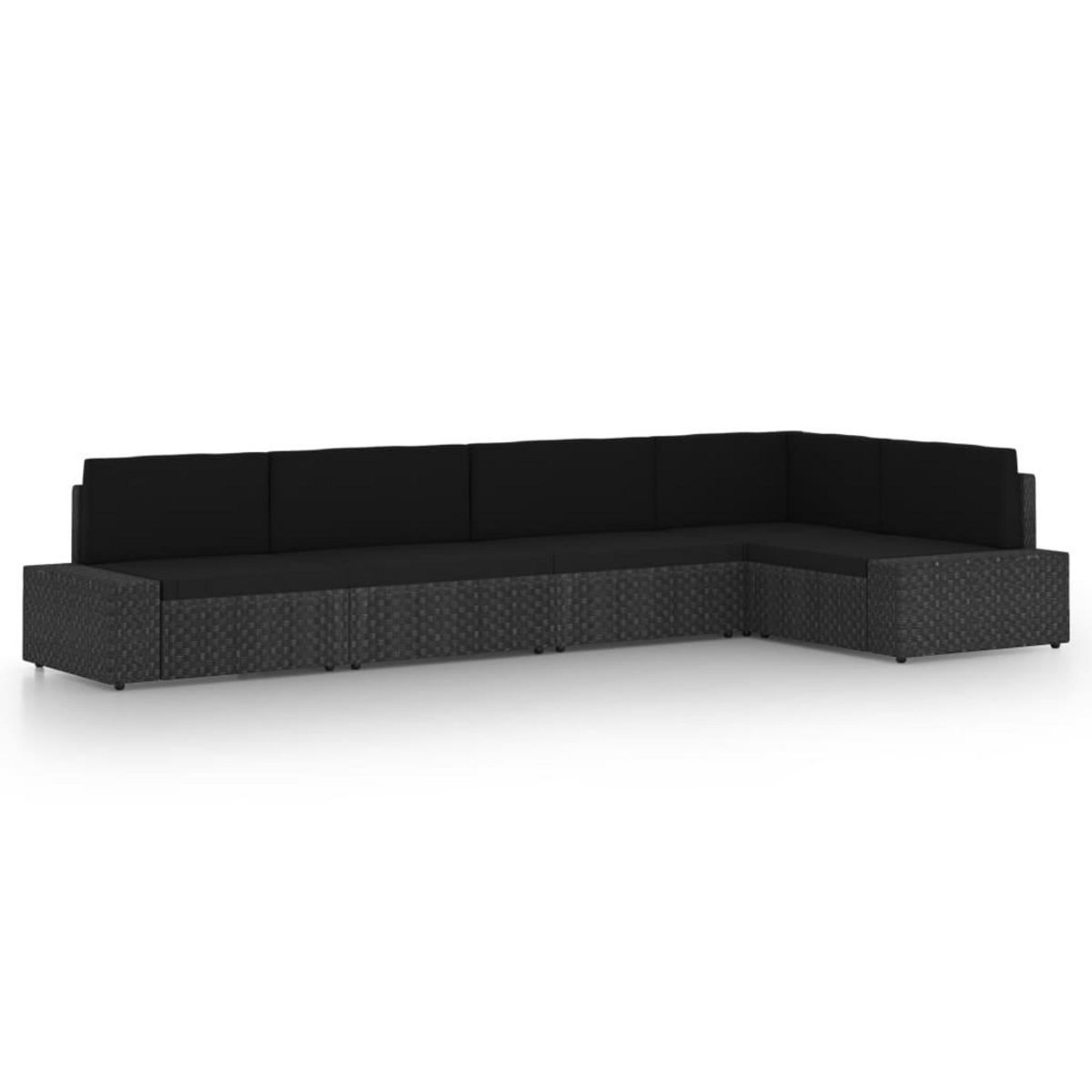 VIDAXL Salon de jardin 5 pcs avec coussins Noir Resine tressee