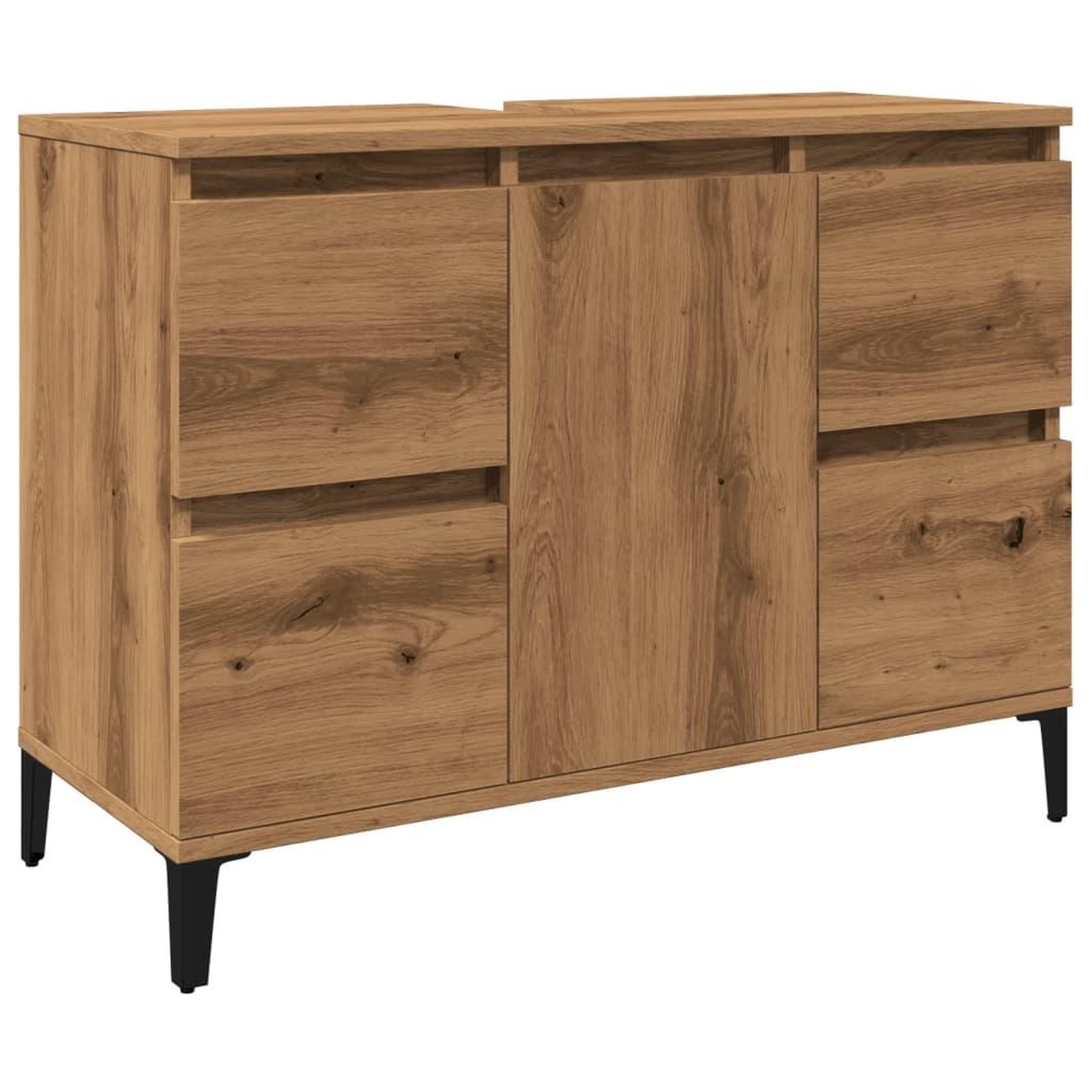 Voir la diapositive 2 : VIDAXL Armoire d'evier chene artisanal 80x33x60 cm bois d'ingenierie