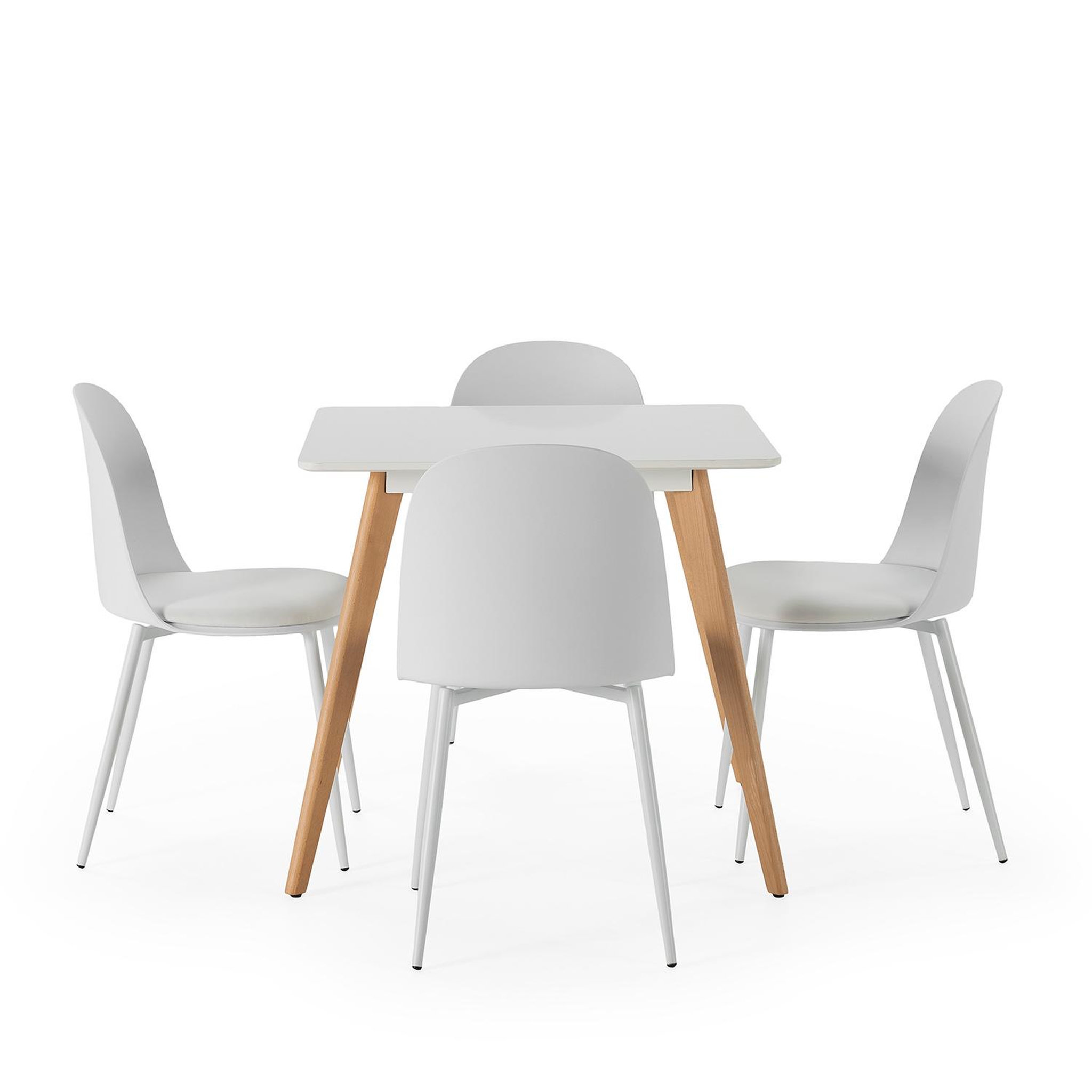 Voir la diapositive 3 : VS VENTA-STOCK Ensemble table 80x80 cm et 4 chaises de salle à manger Kana Blanc