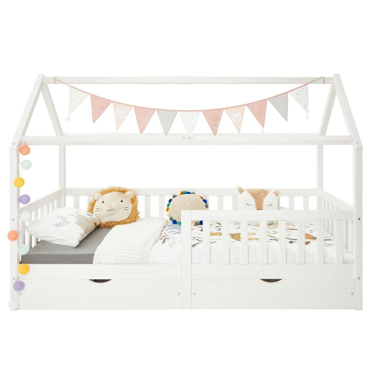 IDIMEX Lit cabane NUNA avec tiroirs, 90 x 190 cm en pin massif