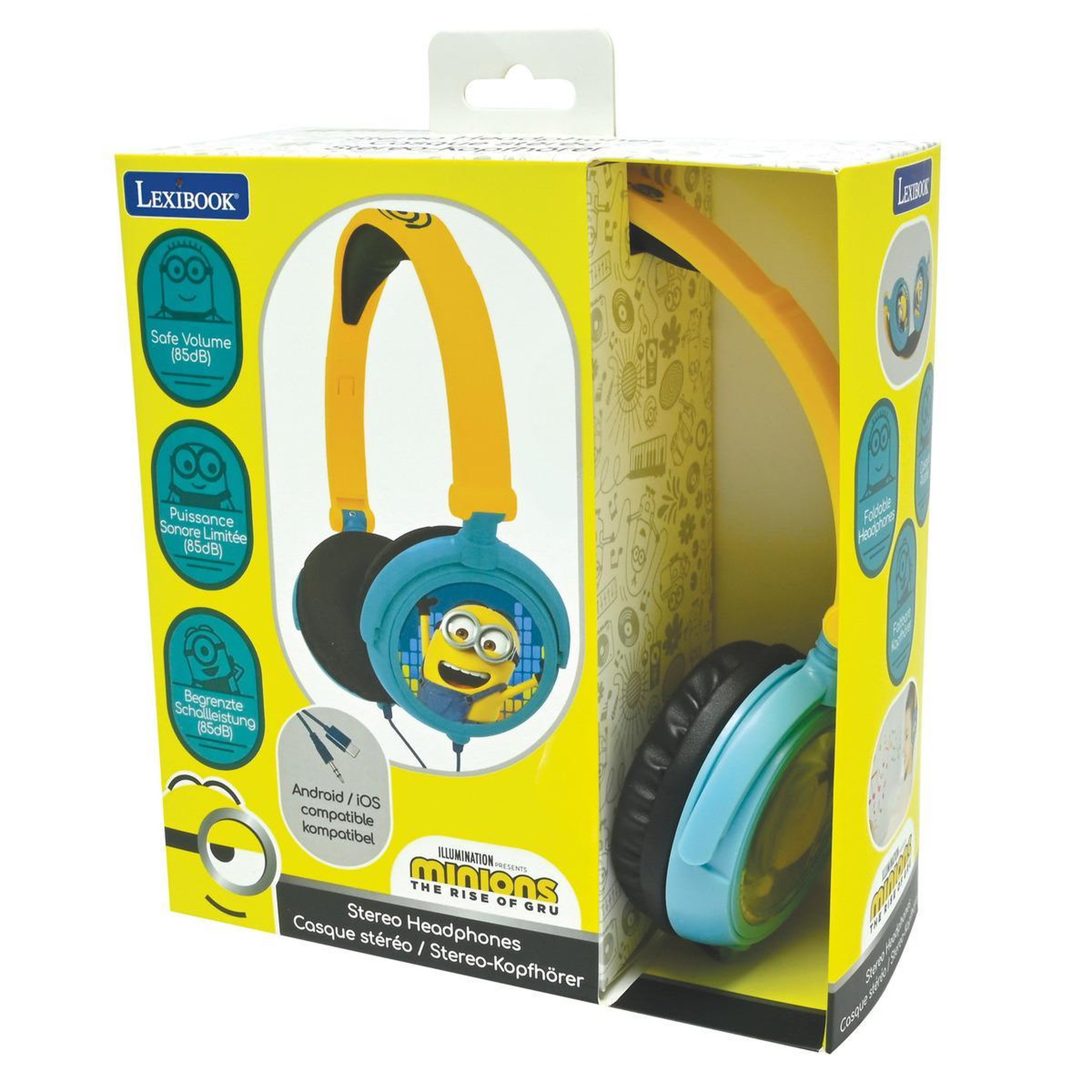 Voir la diapositive 2 : Lexibook Casque stéréo filaire pliable avec limitation de volume d'écoute Les Minions