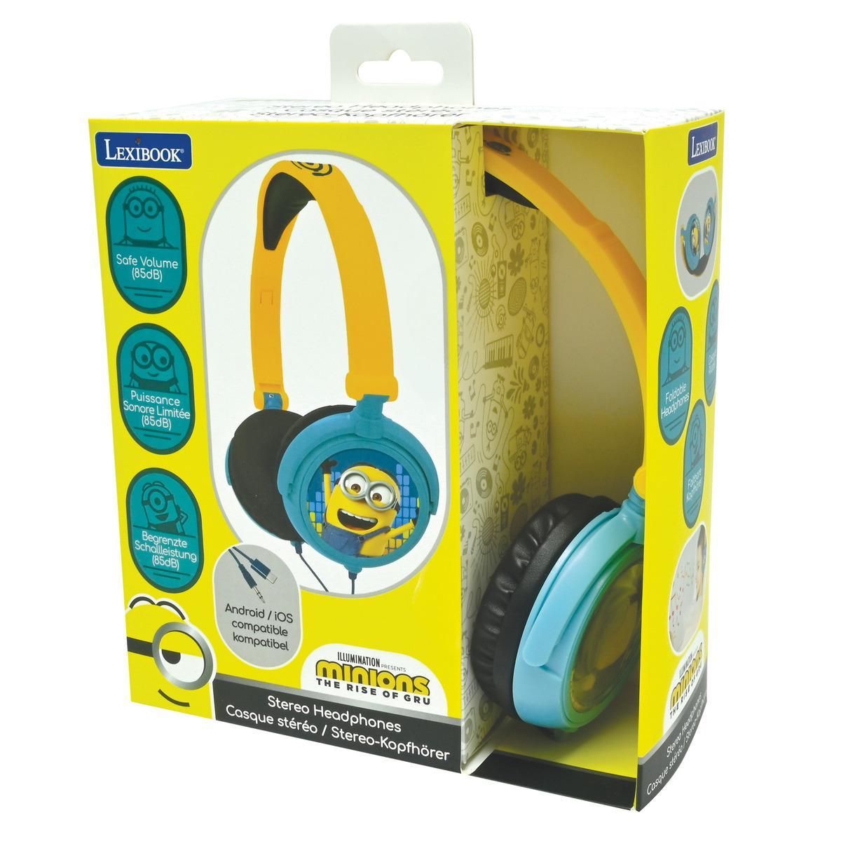 Lexibook Casque stéréo filaire pliable avec limitation de volume d'écoute Les Minions