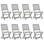 VIDAXL Chaises pliables d'exterieur lot de 8 et coussins Bois d'acacia