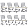 Voir la diapositive 1 : VIDAXL Chaises pliables d'exterieur lot de 8 et coussins Bois d'acacia