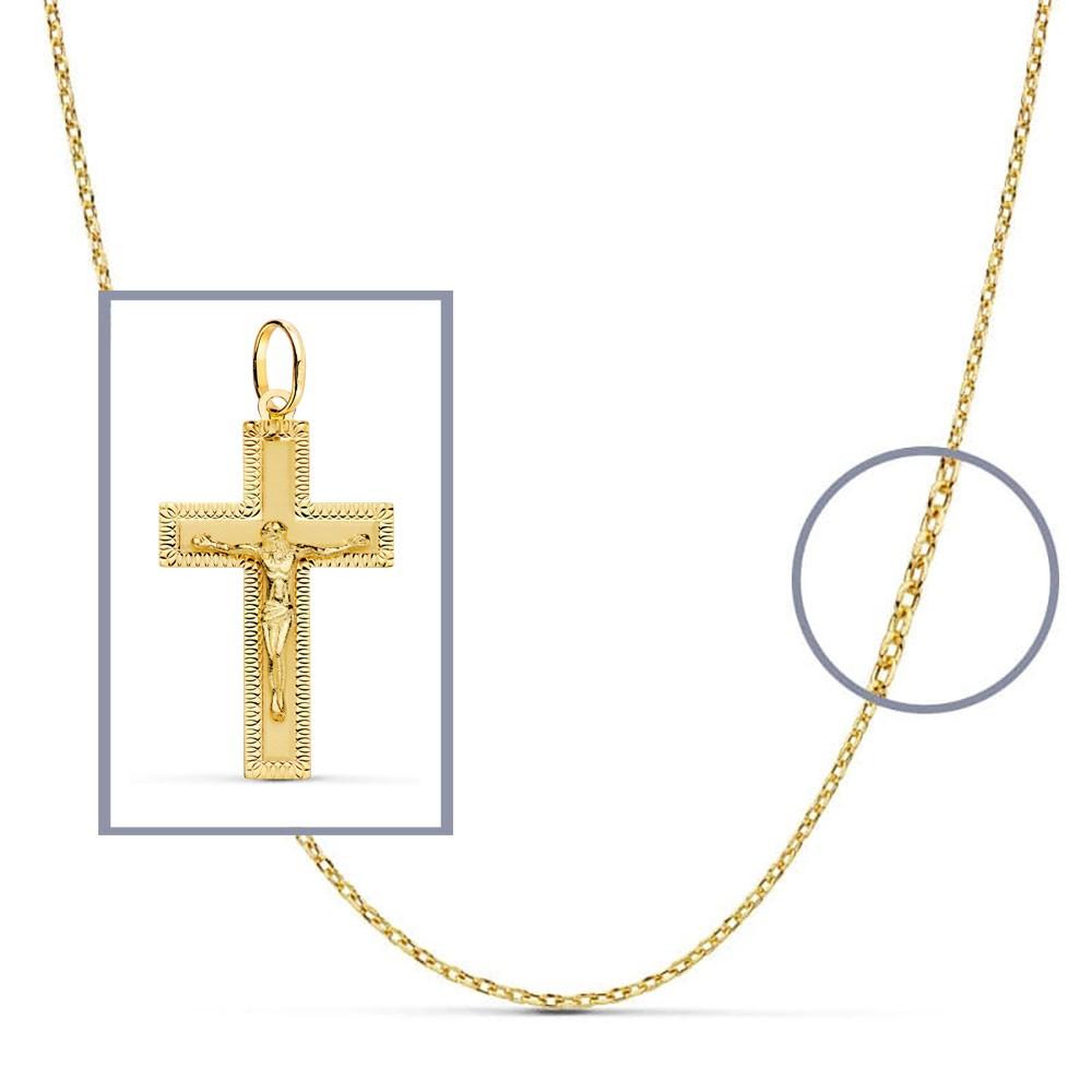 Voir la diapositive 2 : L'ATELIER D'AZUR Pendentif  - Médaille Christ sur la Croix Or 18 Carats 750 Jaune - Chaines Offertes