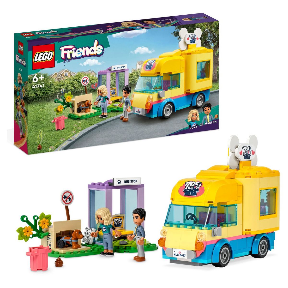 LEGO Friends 41741 Le fourgonnette de sauvetage canin, Jeu de Chiot, Jouet Animaux