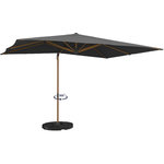 ID MARKET Parasol déporté inclinable rotatif 360 CALVI mat effet bois et toile grise 3X4M avec housse