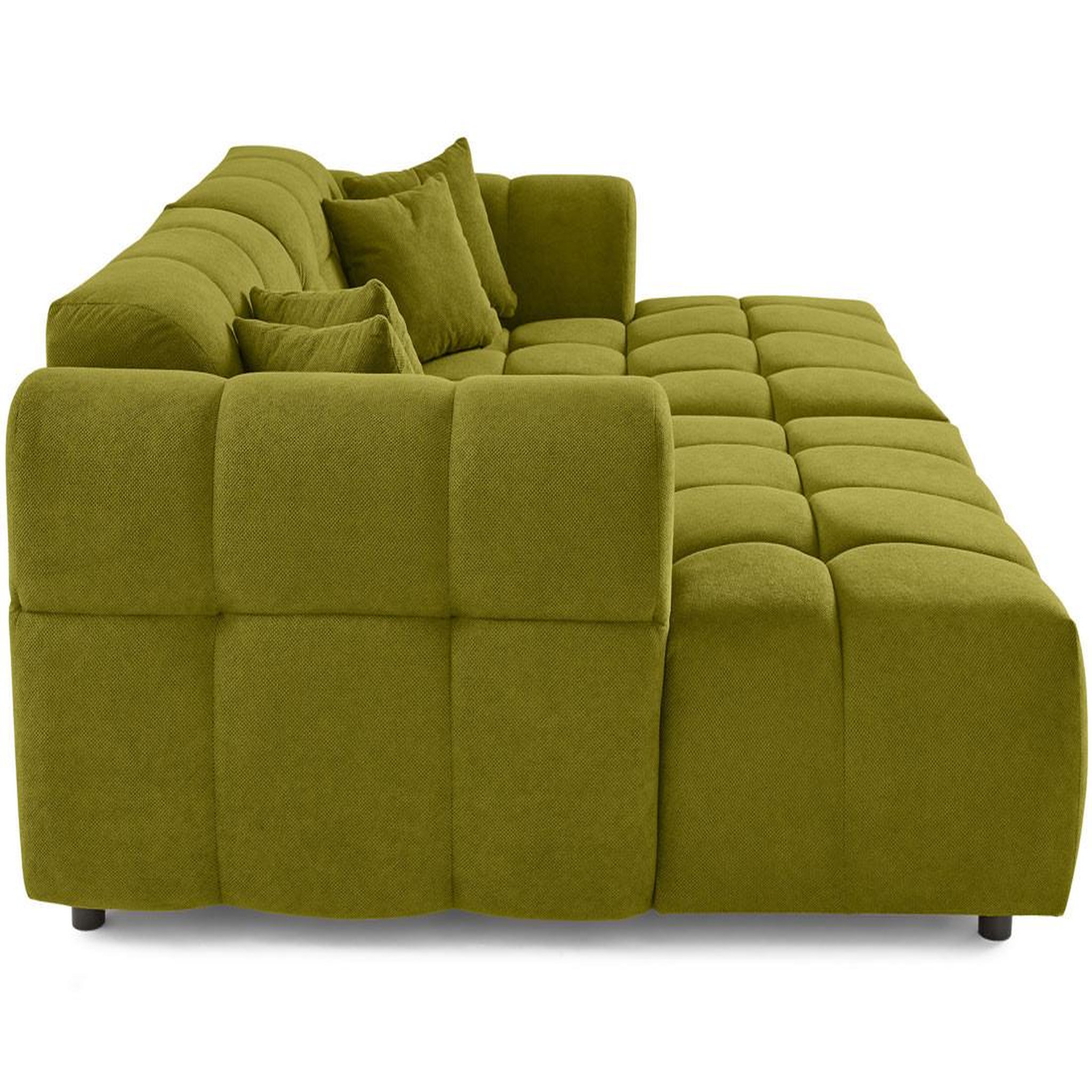 Voir la diapositive 4 : BEST MOBILIER Ray - canapé droit 4 places avec double méridienne - assise profonde - en tissu texturé