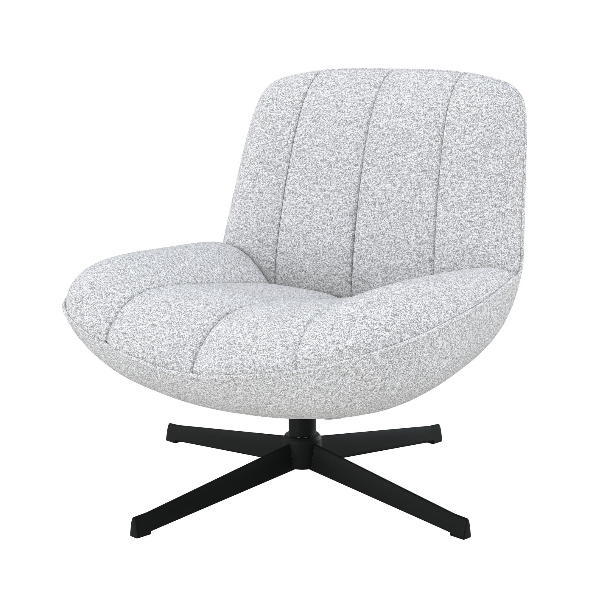 MAISON PAVANE Fauteuil pivotant en tissu bouclé gris chiné-elvis
