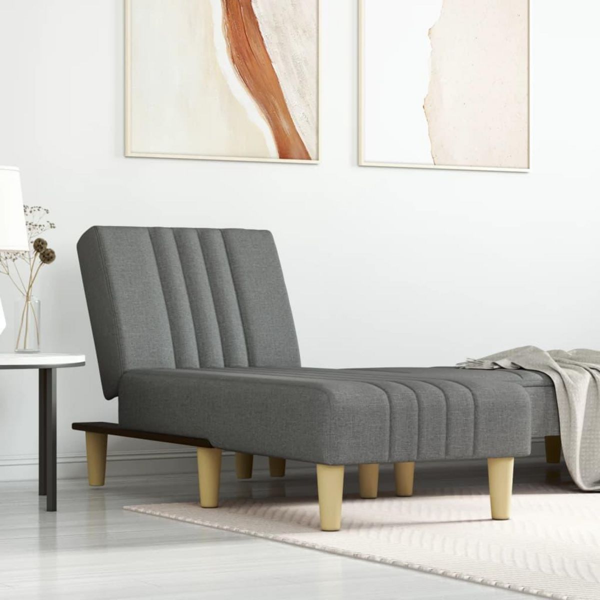 VIDAXL Chaise longue gris fonce tissu