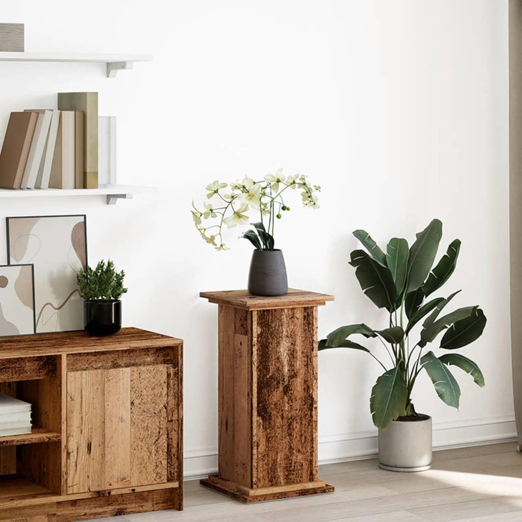 VIDAXL Piedestal avec rangement vieux bois bois d'ingenierie