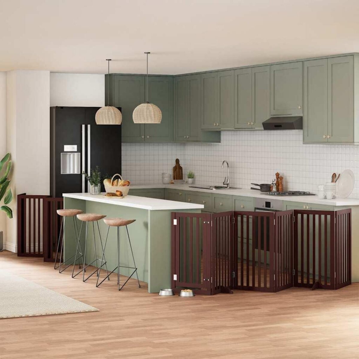 VIDAXL Barriere pour chien porte pliable 12 panneaux bois de peuplier