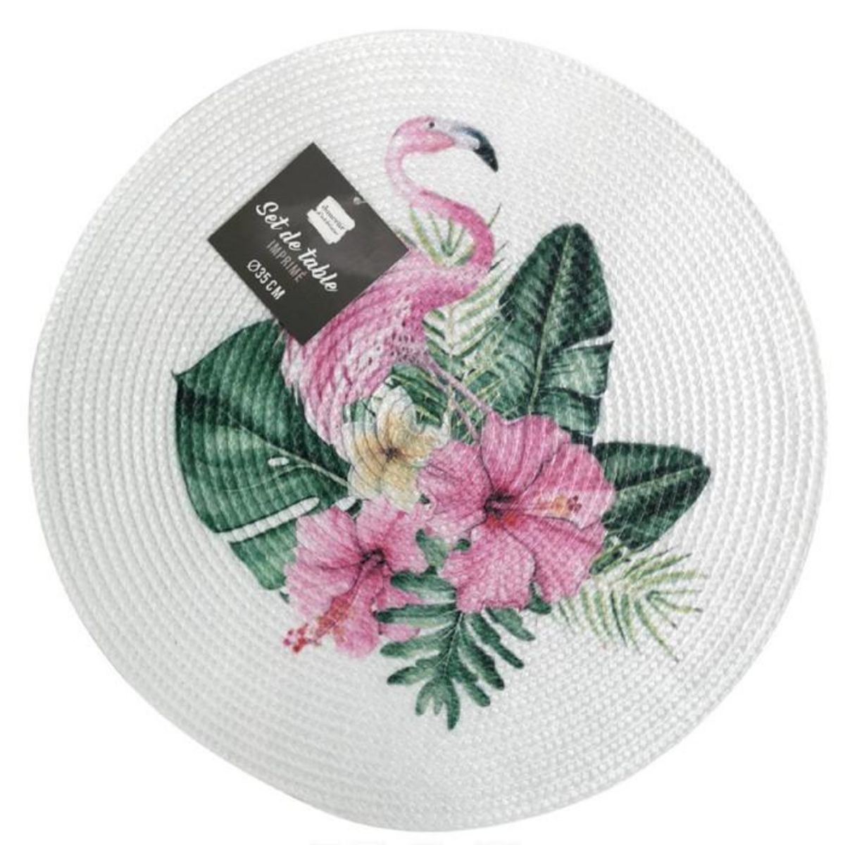 Paris Prix Set de Table Imprimé  Flamant  35cm Blanc