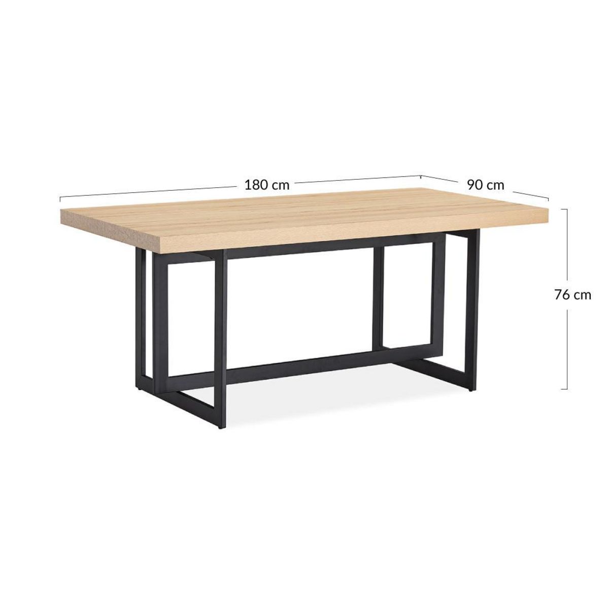 BEST MOBILIER Linnea - table à manger - effet bois et noir - 6 personnes