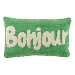 Paris Prix Coussin Déco Tufté Bonjour  Polly  30x50cm Vert