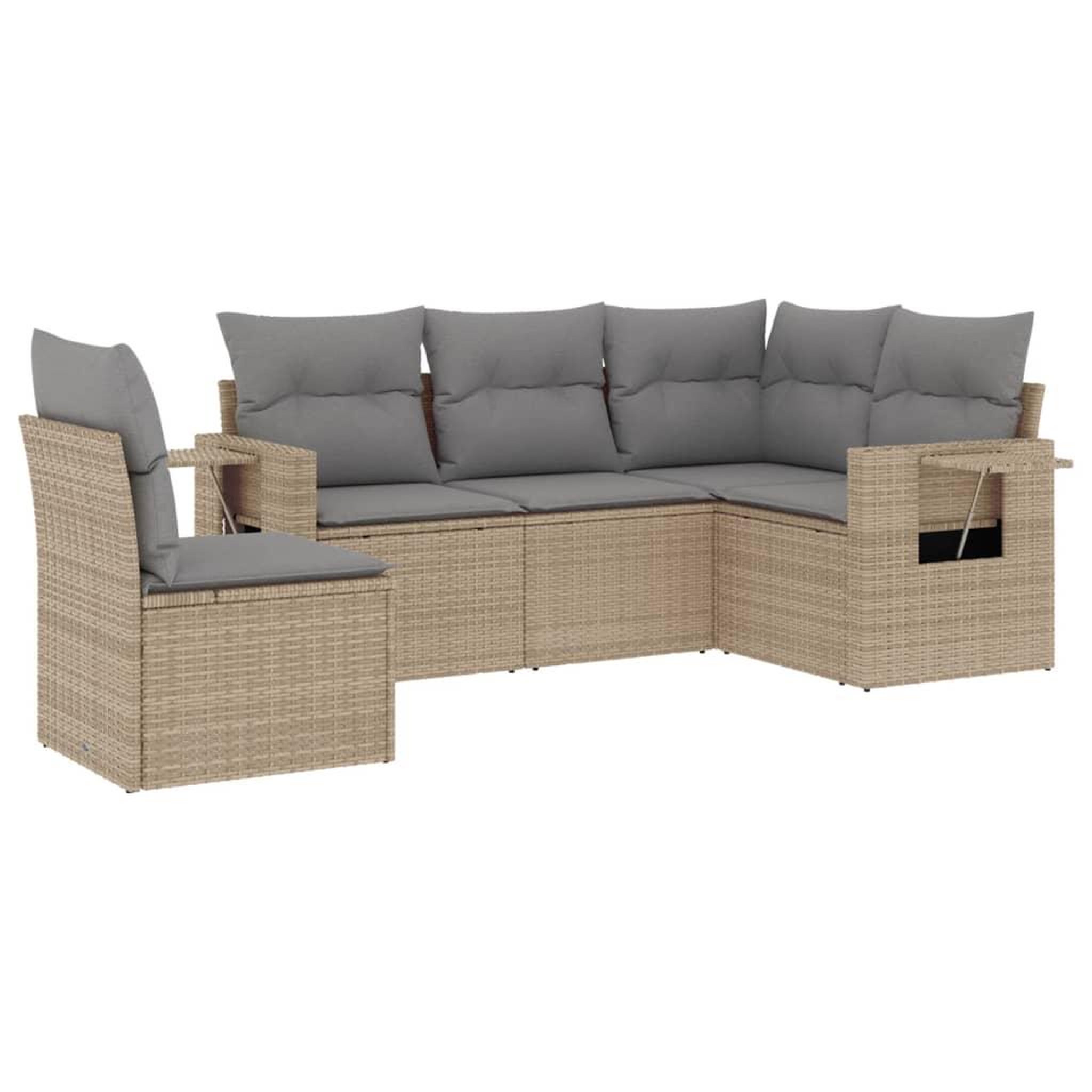 Voir la diapositive 2 : VIDAXL Salon de jardin avec coussins 5 pcs beige resine tressee