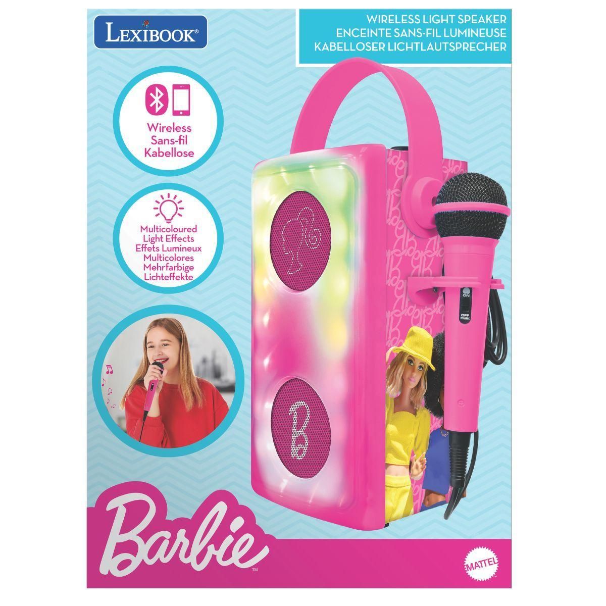 Lexibook Puissante enceinte Bluetooth lumineuse Barbie avec micro