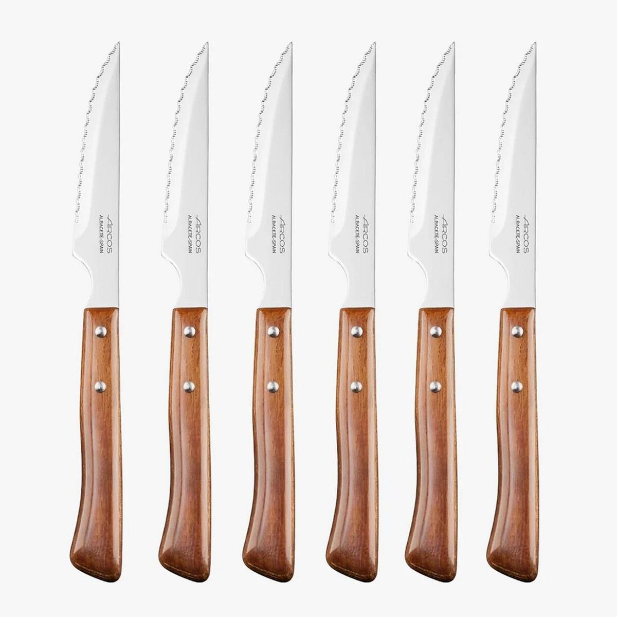 Arcos Coffret 6 couteaux steak lame crantée bois - 377600