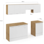 Voir la diapositive 5 : ID MARKET Cuisine complète 240 cm SUBTIL avec plan de travail 7 éléments bois et blanc