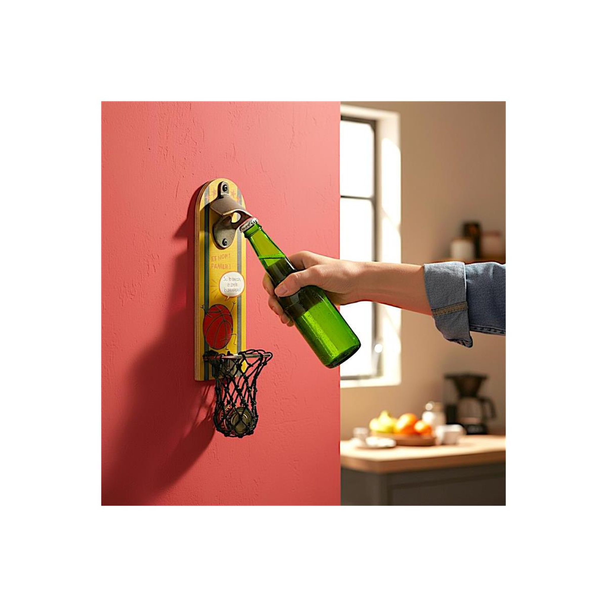 Voir la diapositive 3 : COOK CONCEPT Décapsuleur design  panier de basket  23cm jaune
