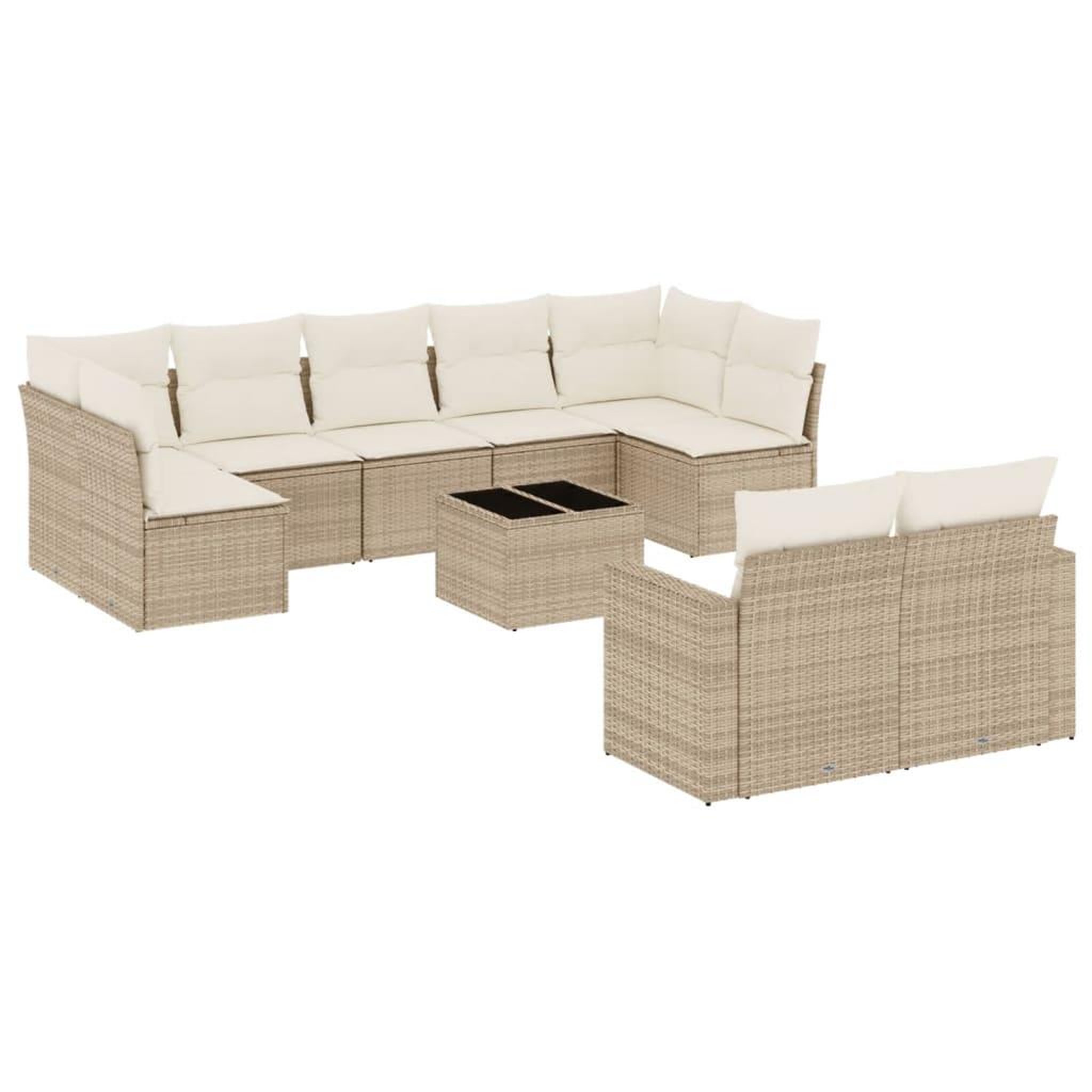 Voir la diapositive 2 : VIDAXL Salon de jardin avec coussins 10 pcs beige resine tressee