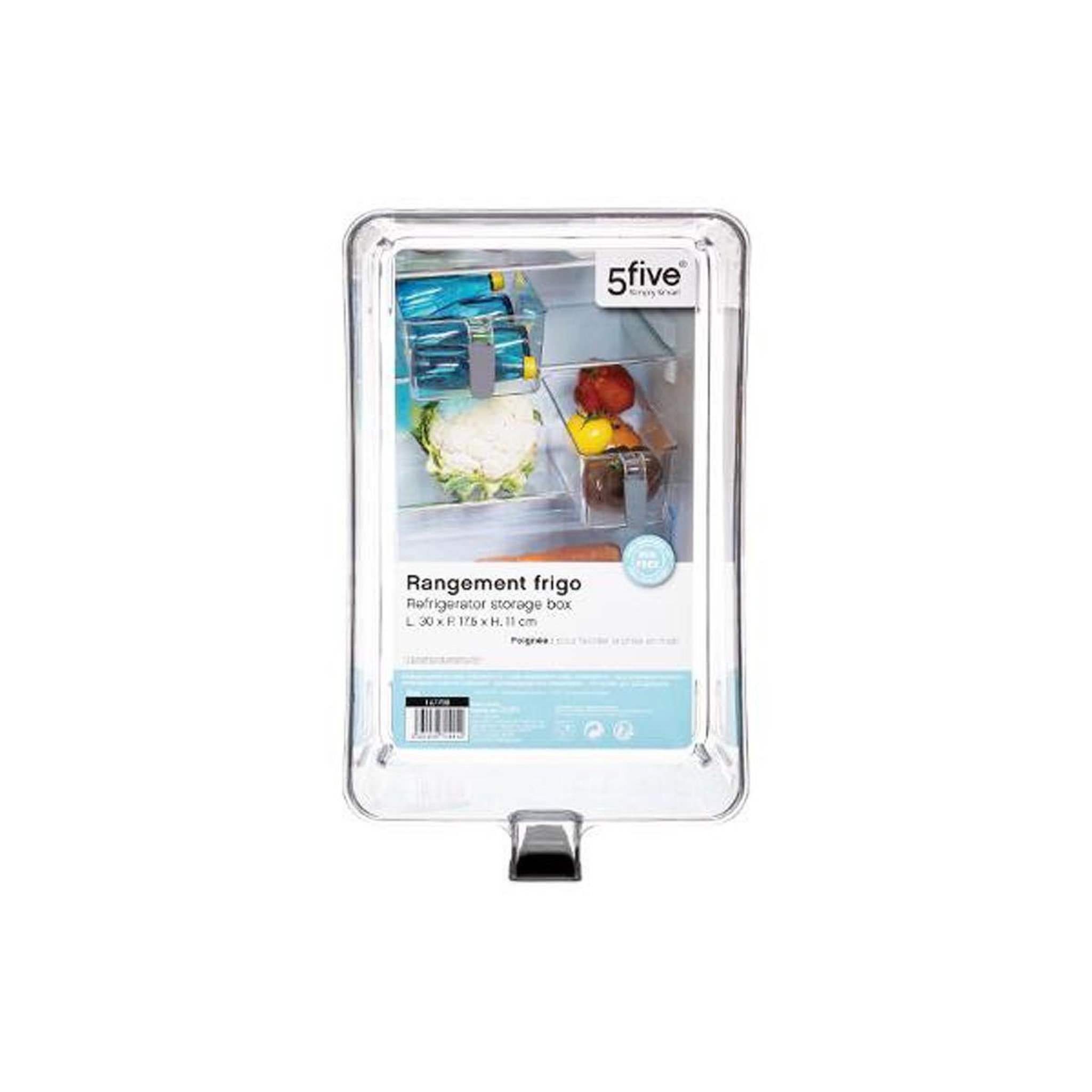 Voir la diapositive 3 : FIVE Bac de rangement frigo  poignée  17cm transparent