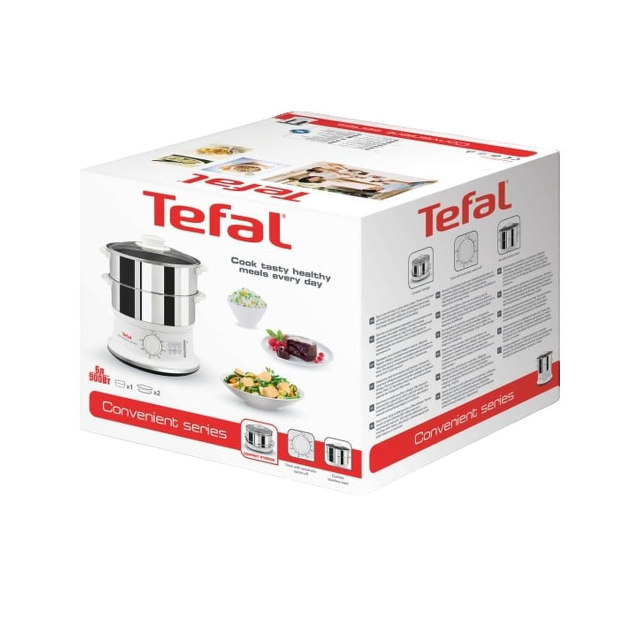 Voir la diapositive 6 : TEFAL Cuiseur vapeur vc1451 900W 2 paniers