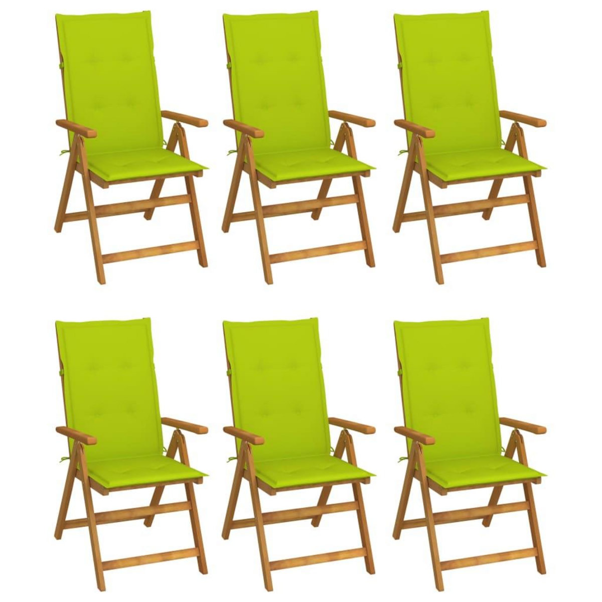 VIDAXL Chaises pliables de jardin lot de 6 avec coussins Bois d'acacia