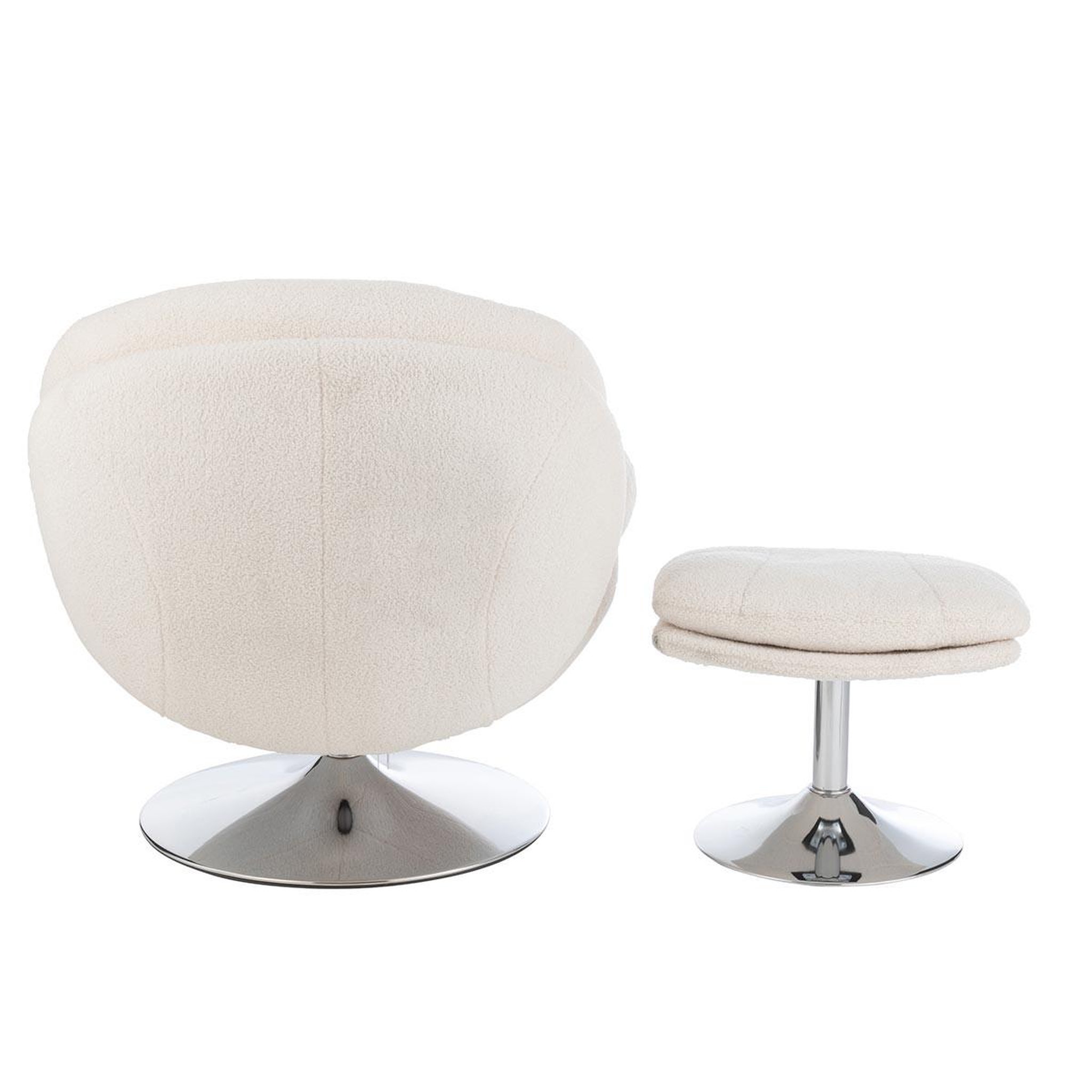 Voir la diapositive 4 : J-LINE Fauteuil Relax & Repose-Pieds  Frosted  88cm Crème