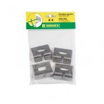 CENTRALE BRICO Lot de 4 attaches murales à fixer Axor gris inox, H.2 x l.12 x P.9 cm