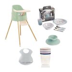 THERMOBABY Chaise haute évolutive en rehausseur de chaise + Coffret vaisselle + Boîtes de conservation + Bavoir semi-rigide