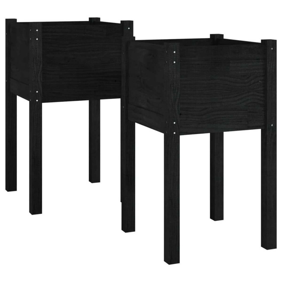 VIDAXL Jardinieres d'exterieur 2pcs Noir 40x40x70cm Bois de pin massif