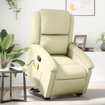 VIDAXL Fauteuil inclinable de massage creme cuir veritable