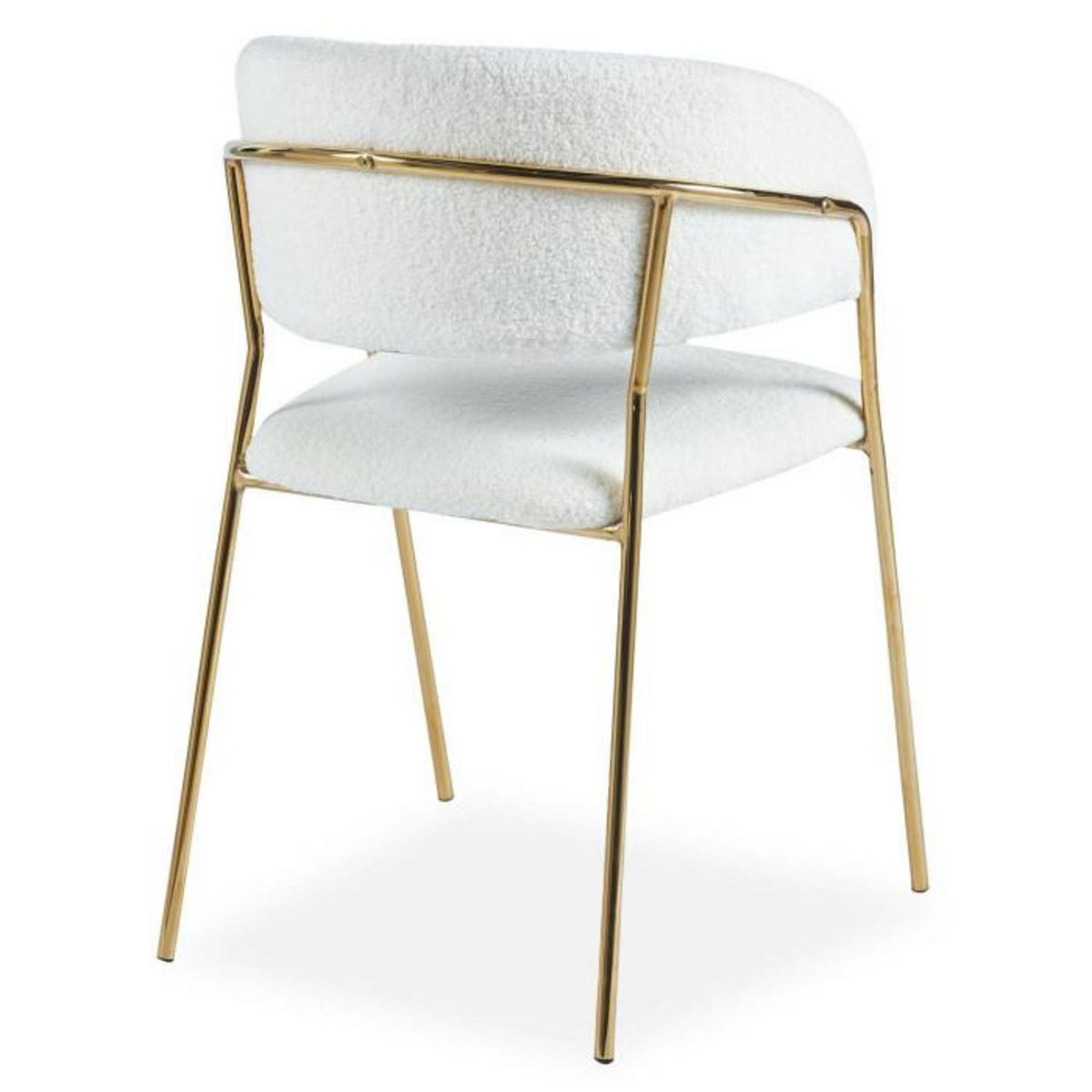 Paris Prix Lot de 4 Chaises en Bouclette  Batora  79cm Crème & Or