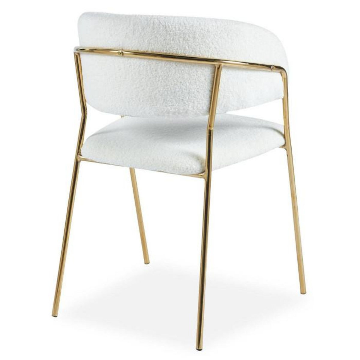 Paris Prix Lot de 4 Chaises en Bouclette  Batora  79cm Crème & Or