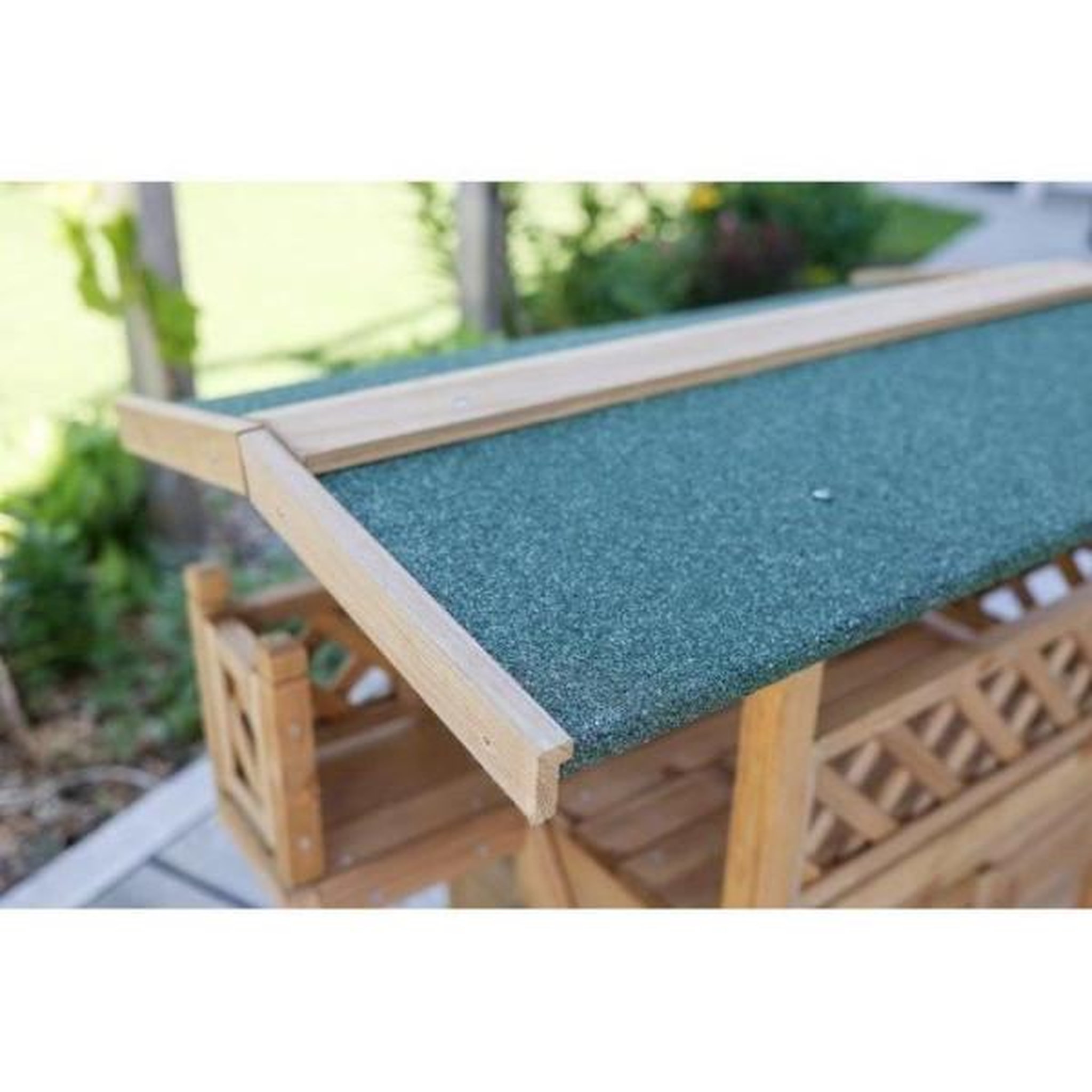 Voir la diapositive 4 : KERBL Maisonnette pour chat - KERBL - Lodge - Bois - Marron / Vert - 77 x 50 x 73 cm