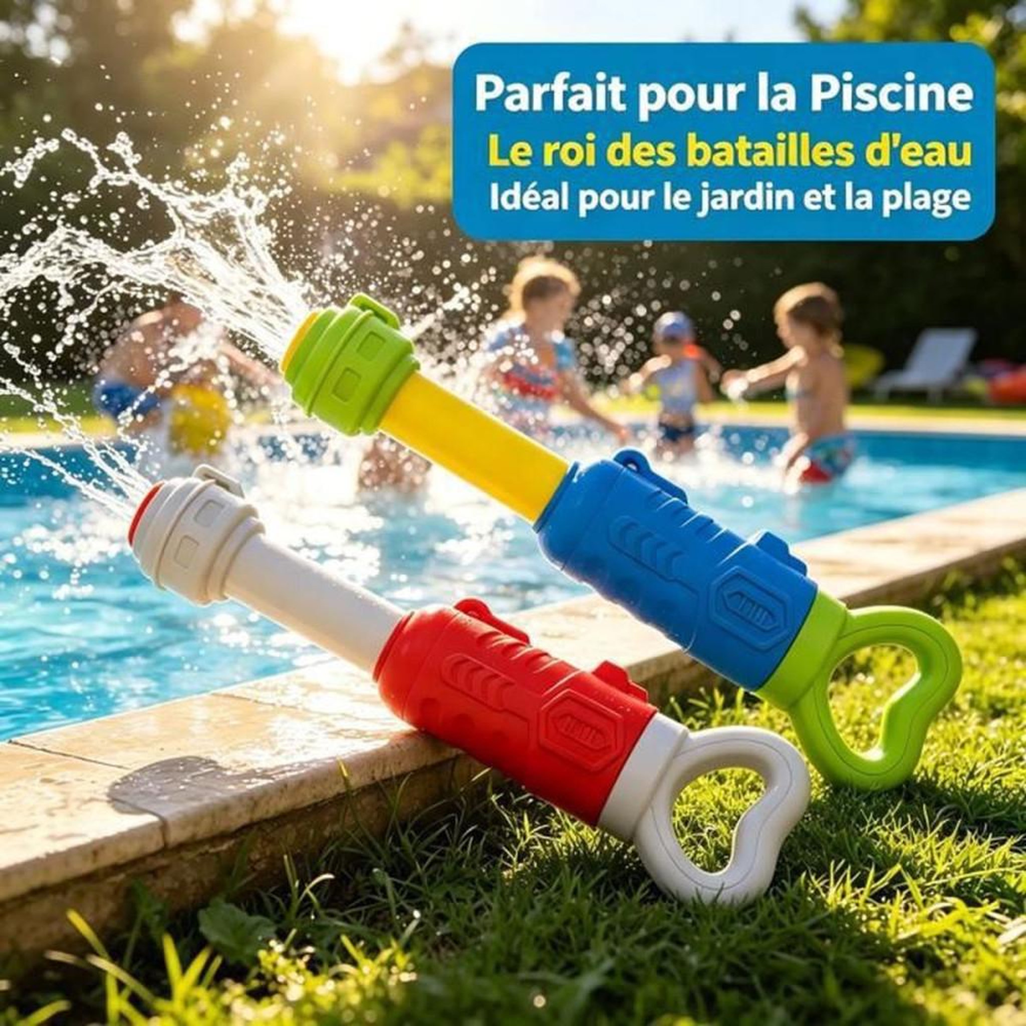 Voir la diapositive 5 : Pistolet à eau manuel lot de 2, ABS, portée 4 à 10 m, gâchette jet continu