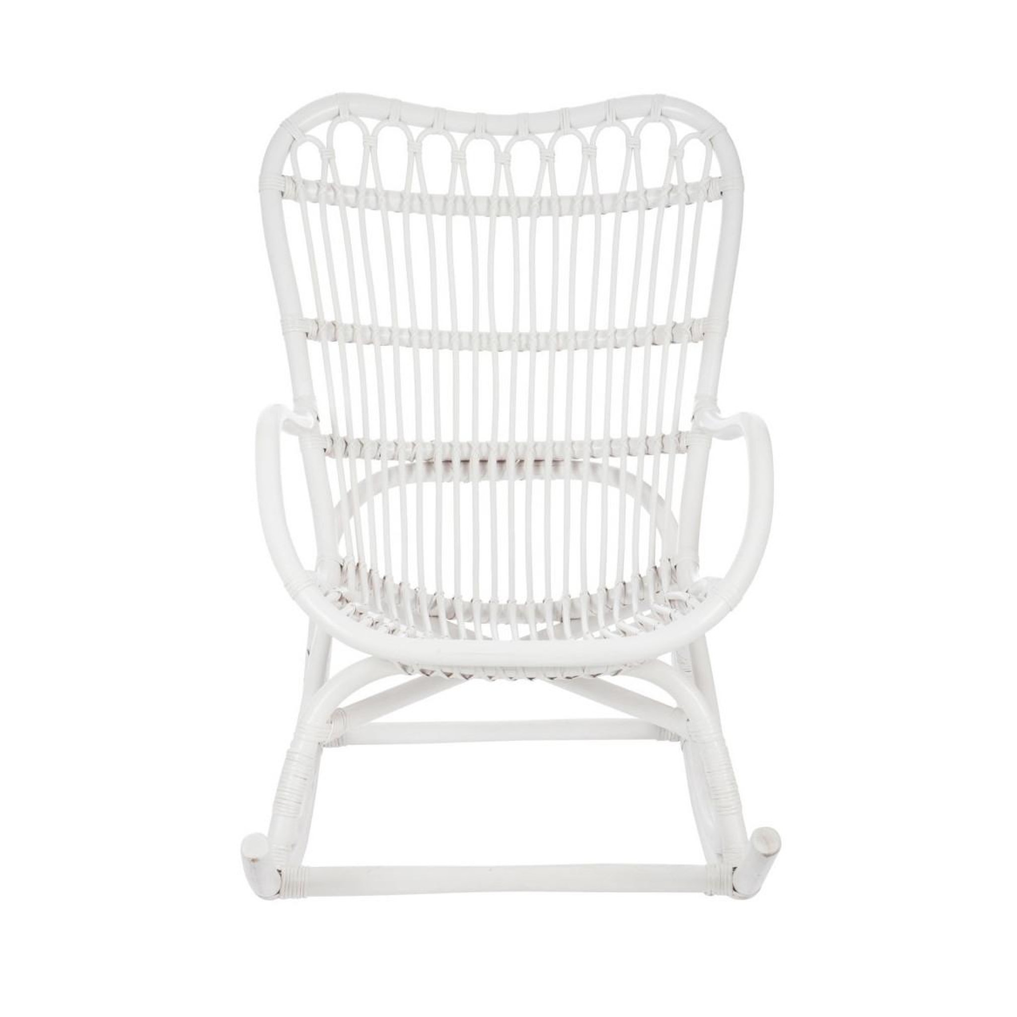 Voir la diapositive 2 : J-LINE Fauteuil à Bascule en Rotin  Washington  93cm Blanc