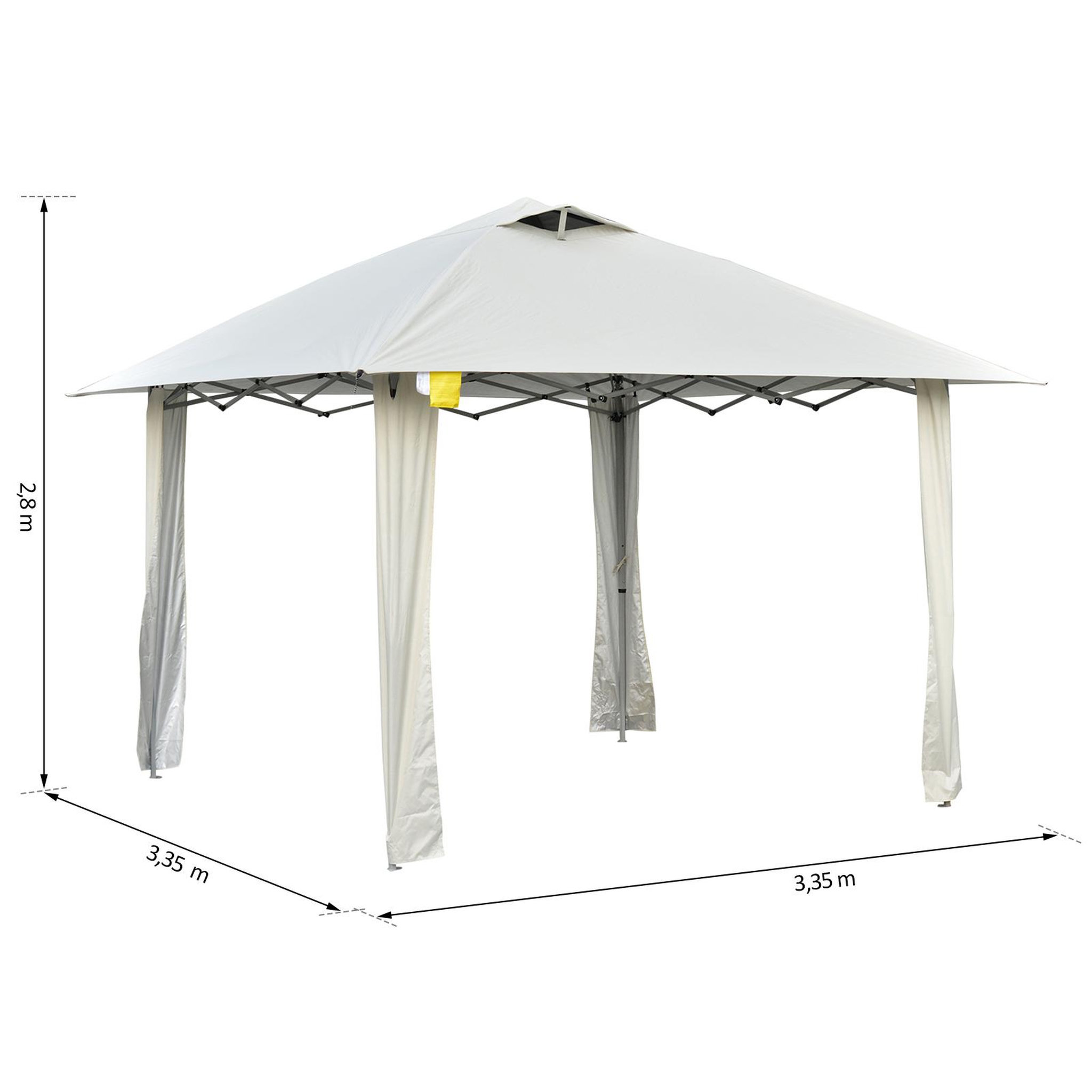 Voir la diapositive 3 : OUTSUNNY Tonnelle barnum de jardin pop-up pliant 3,35L x 3,35l x 2,80H m acier époxy polyester anti UV crème