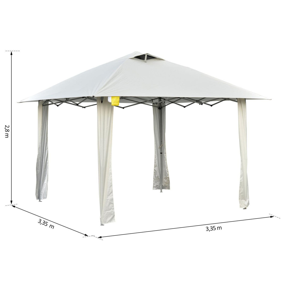 OUTSUNNY Tonnelle barnum de jardin pop-up pliant 3,35L x 3,35l x 2,80H m acier époxy polyester anti UV crème