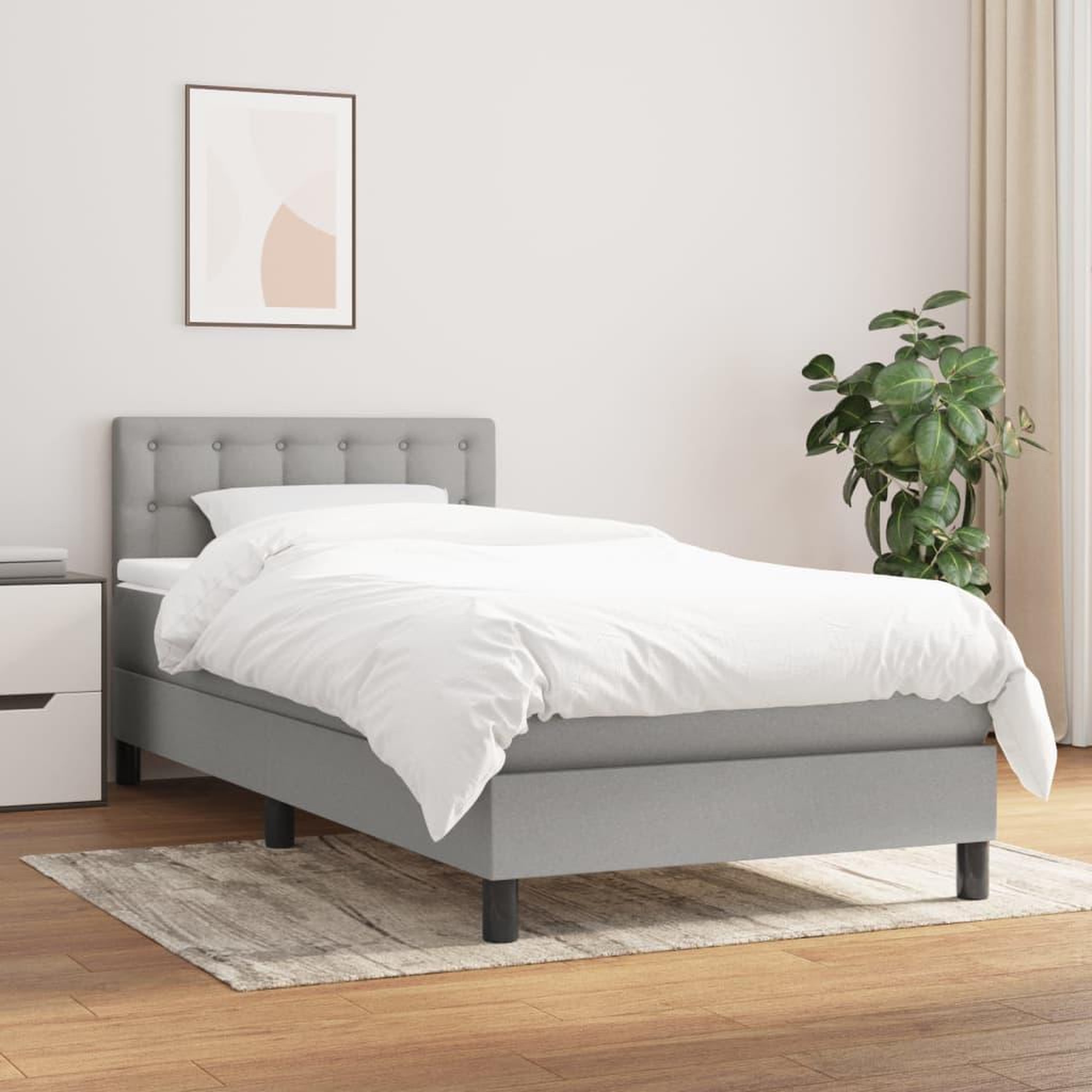 Voir la diapositive 1 : VIDAXL Sommier a lattes de lit avec matelas Gris clair 80x200 cm Tissu