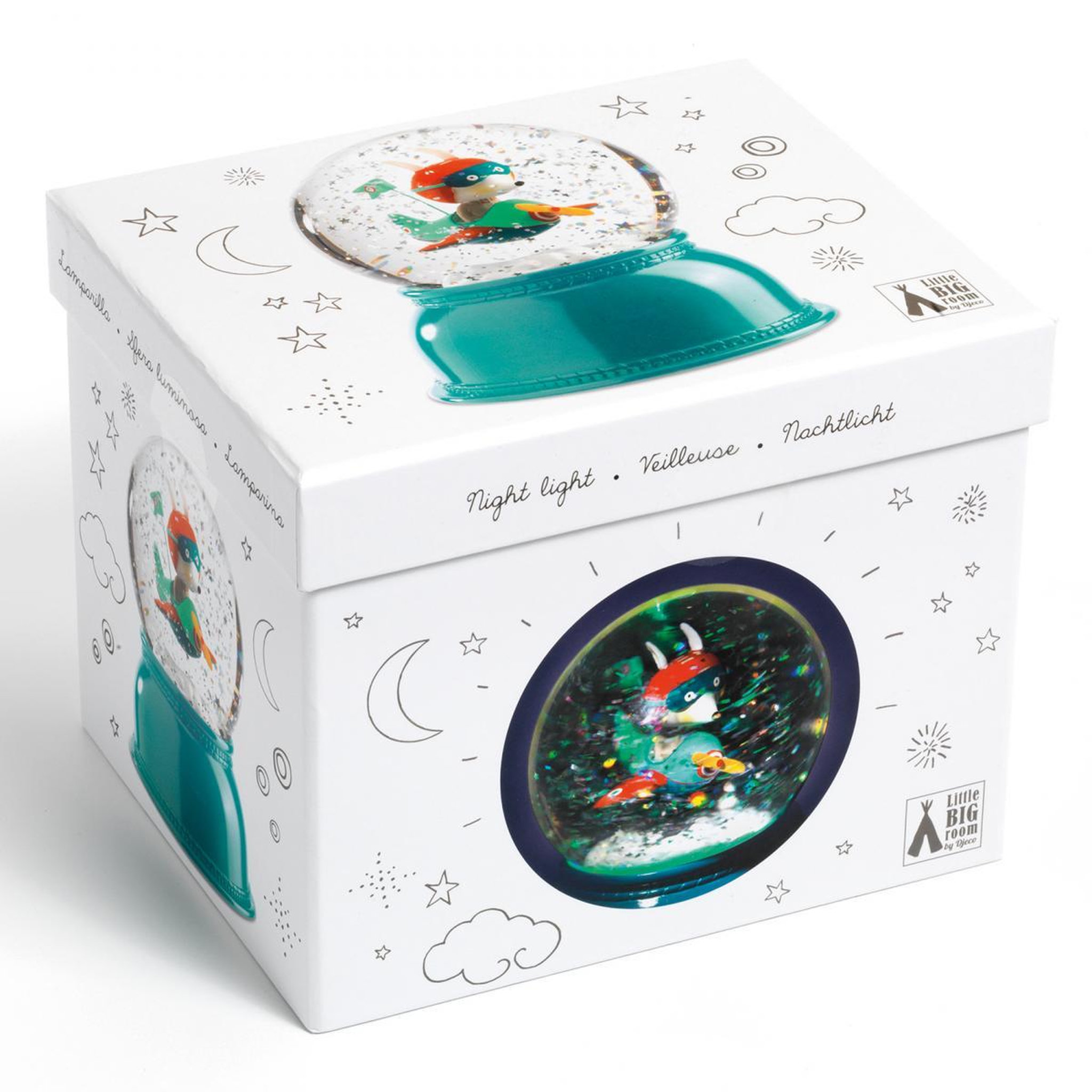 Voir la diapositive 2 : Djeco Veilleuse boule a neige - Avion