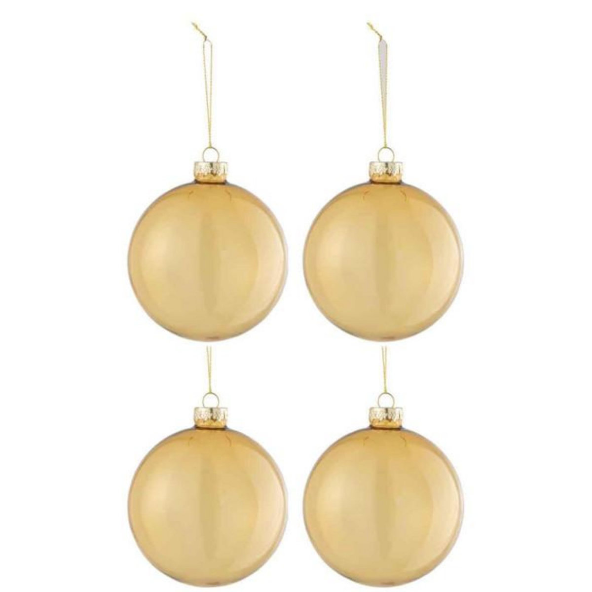 Paris Prix Lot de 4 Boules de Noël  Verre Épais  10cm Transparent & Or