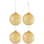 Paris Prix Lot de 4 Boules de Noël  Verre Épais  10cm Transparent & Or